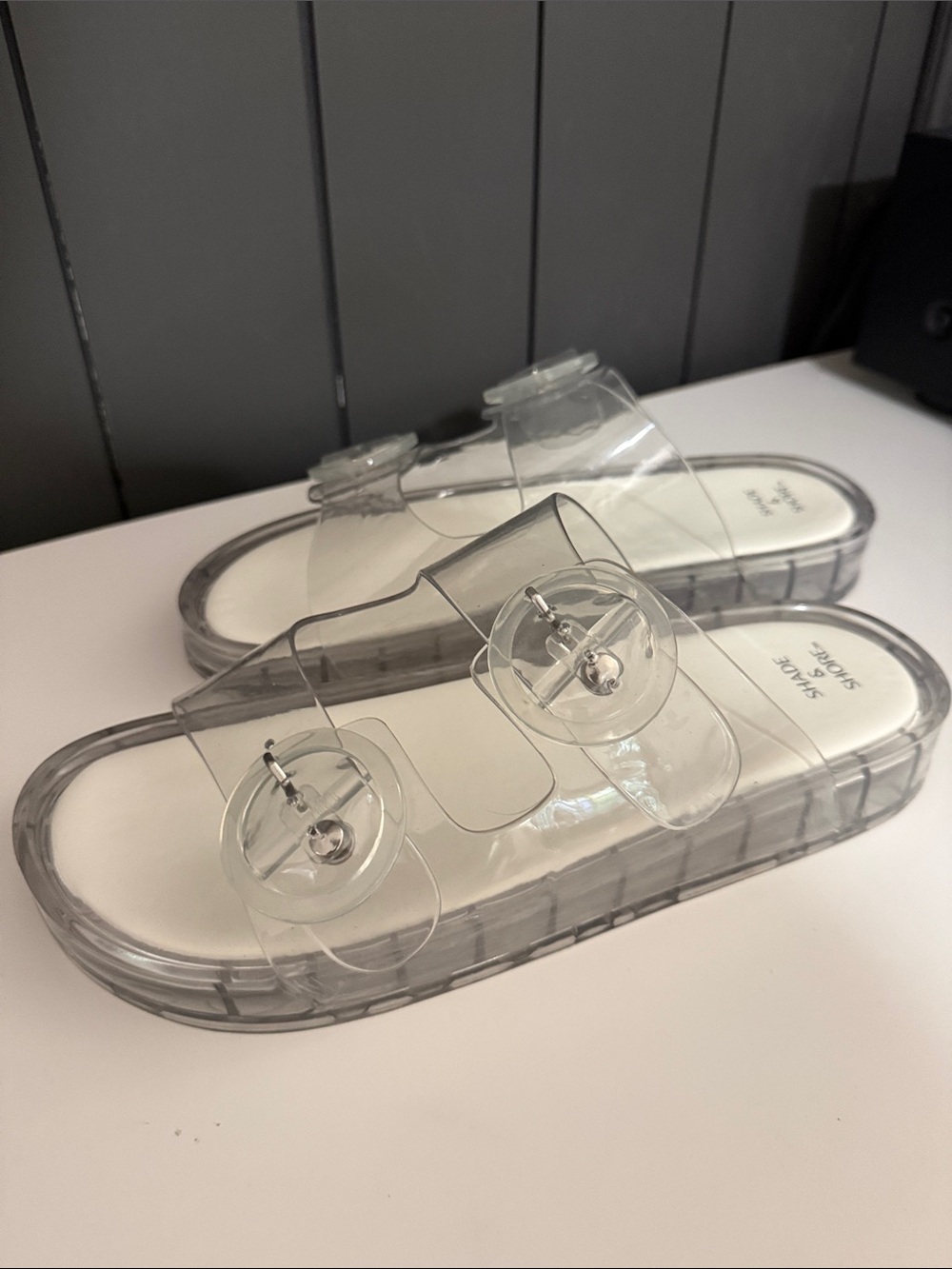 Shade & Shore Clear Transparent Slide Sandals